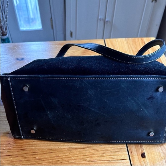 J McLaughlin Black Leather Suede Large Travel Tote Bag - Picture 5 of 9
